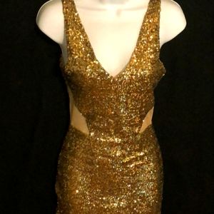 Bebe Addiction Gold Cocktail Dress